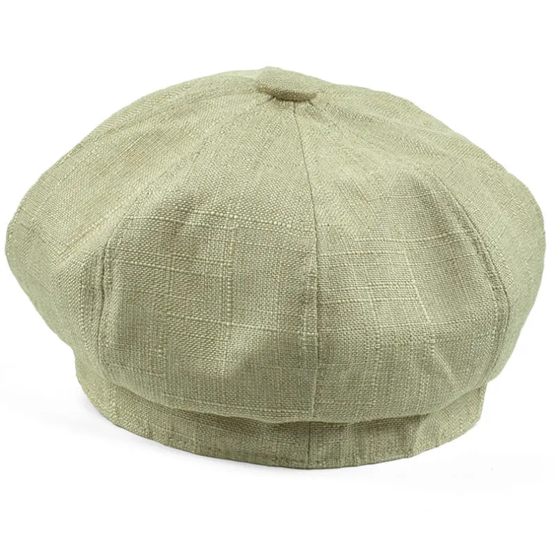 Genova Plain Linen Newsboy Cap