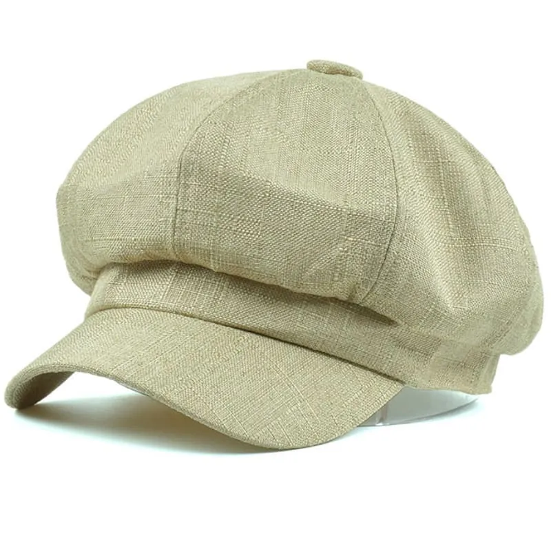 Genova Plain Linen Newsboy Cap