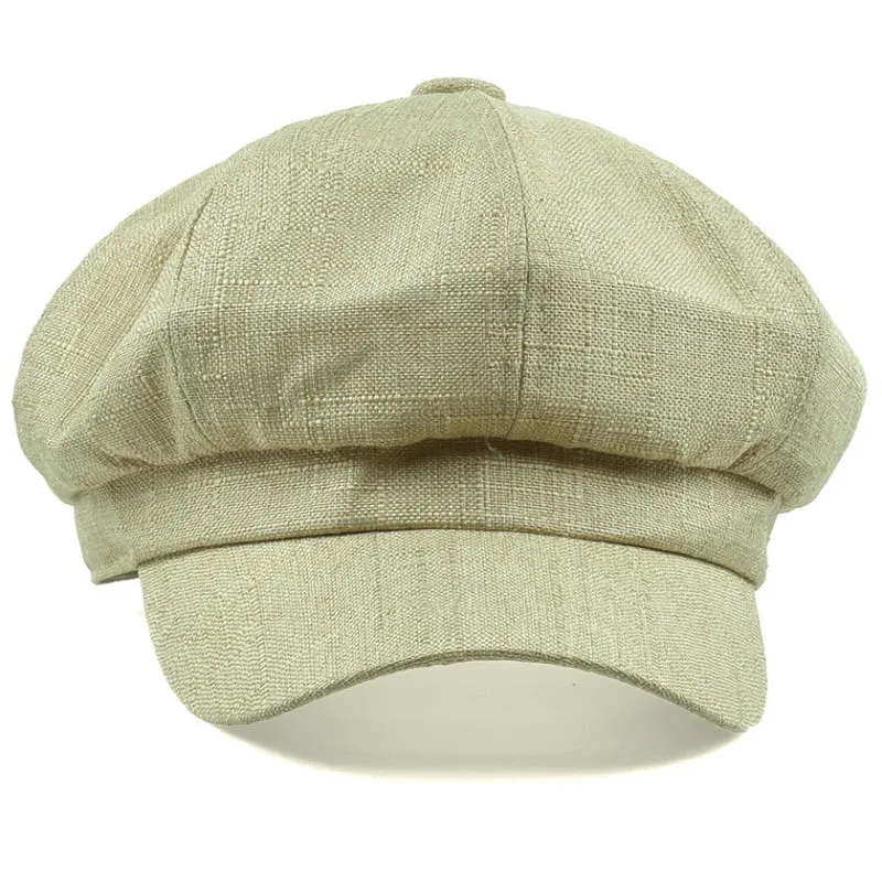 Genova Plain Linen Newsboy Cap