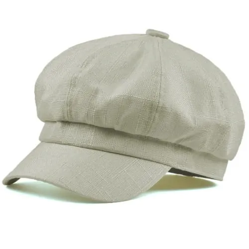 Genova Plain Linen Newsboy Cap