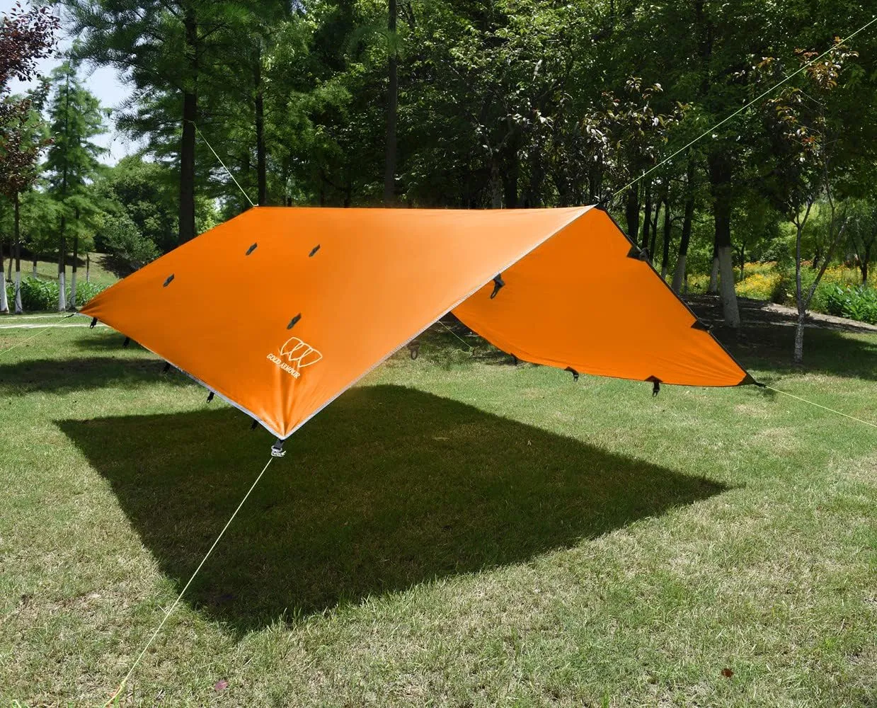 Gold Armour Rainfly Tarp Hammock, Premium 14.7ft/12ft/10ft/8ft Rain Fly Cover, Waterproof Ultralight Camping Shelter Canopy, Survival Equipment Gear Camping Tent Accessories (Orange 14.7ft x 12ft)