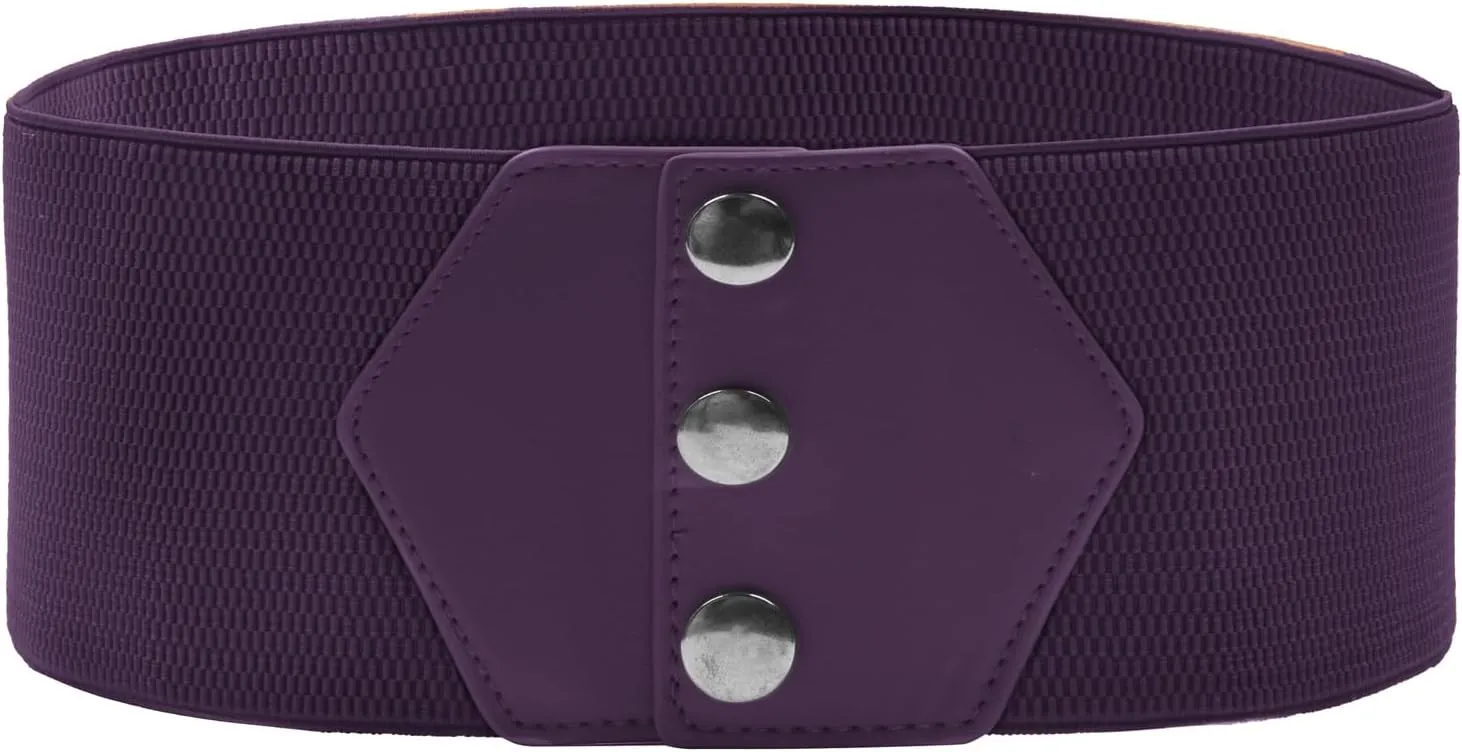GRACE KARIN Women's Snap-Button Corset Belt Wide Elastic Belts for Dress Stretchy Waistband