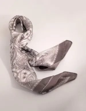 Grey Border Paisley Scarf