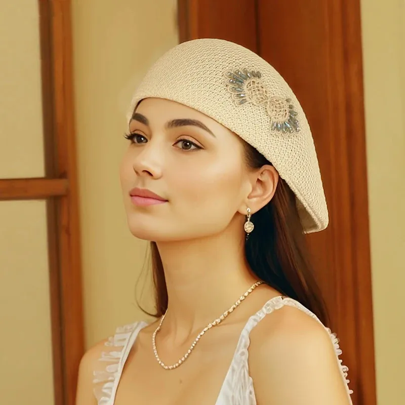 Hollowed Bow Knit Front Women's Spring Summer Versatile Hat