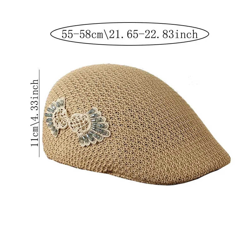 Hollowed Bow Knit Front Women's Spring Summer Versatile Hat