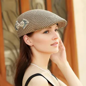 Hollowed Bow Knit Front Women's Spring Summer Versatile Hat