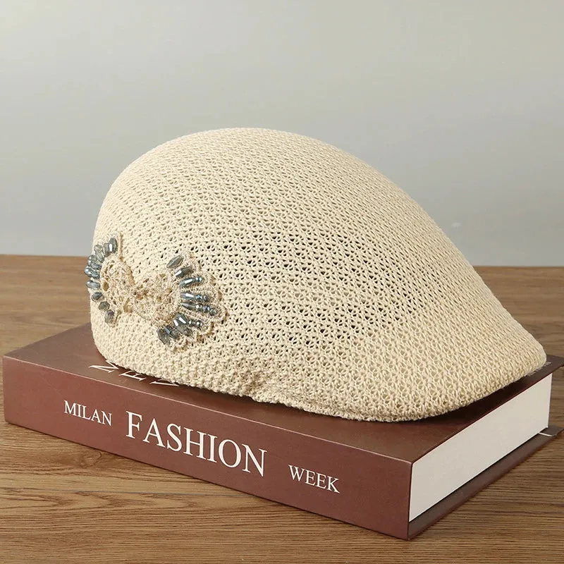 Hollowed Bow Knit Front Women's Spring Summer Versatile Hat