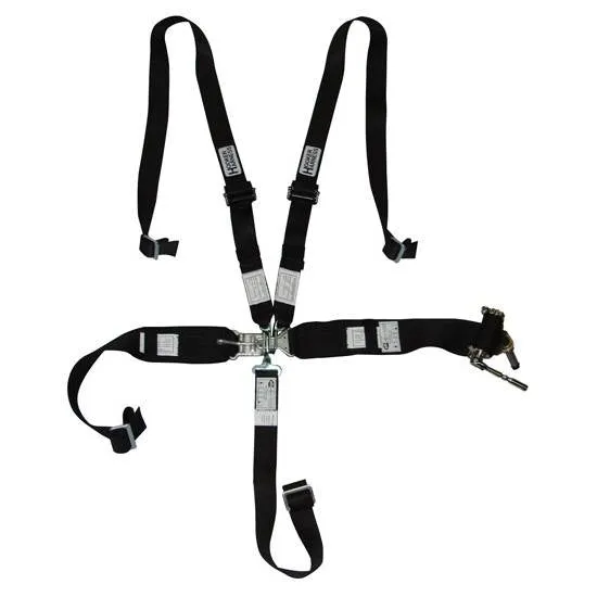 Hooker Harness Latch & Link Harness - 5-Point - Right Lap Belt Ratchet Adjust - Black