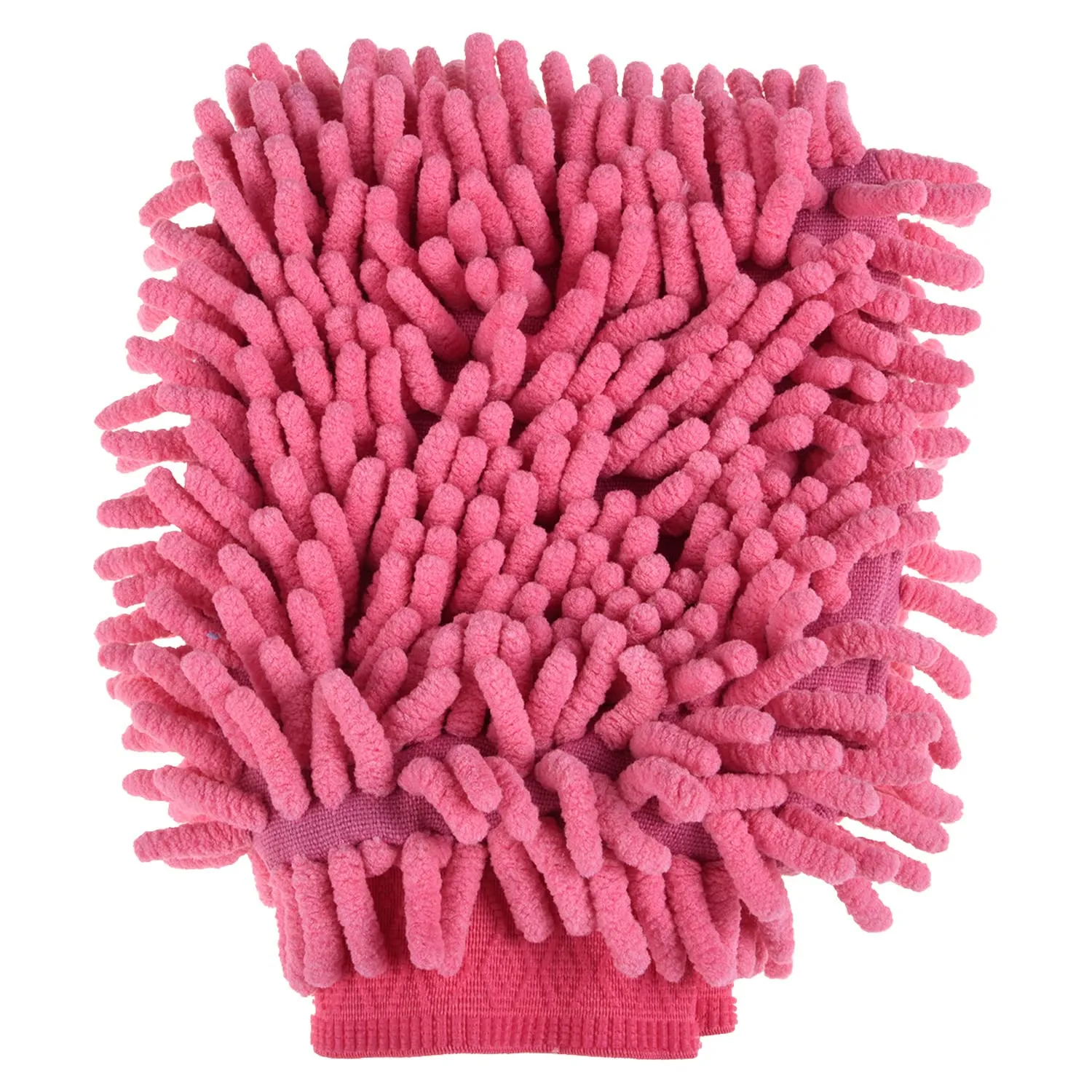 Kuber Industries Chenille Mitts|Microfiber Cleaning Gloves|Inside Waterproof Cloth Gloves|100 Gram Weighted Hand Duster|Chenille Gloves for Car|Glass|Pack of 3 (Pink)