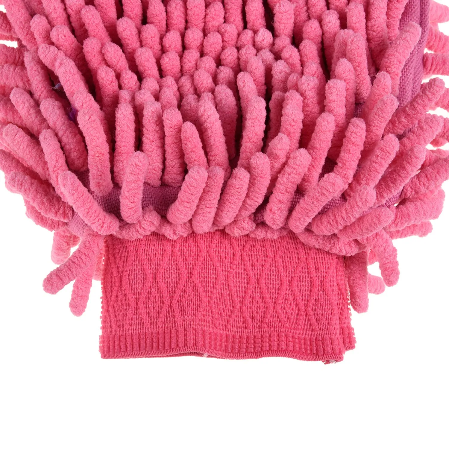 Kuber Industries Chenille Mitts|Microfiber Cleaning Gloves|Inside Waterproof Cloth Gloves|100 Gram Weighted Hand Duster|Chenille Gloves for Car|Glass|Pack of 3 (Pink)