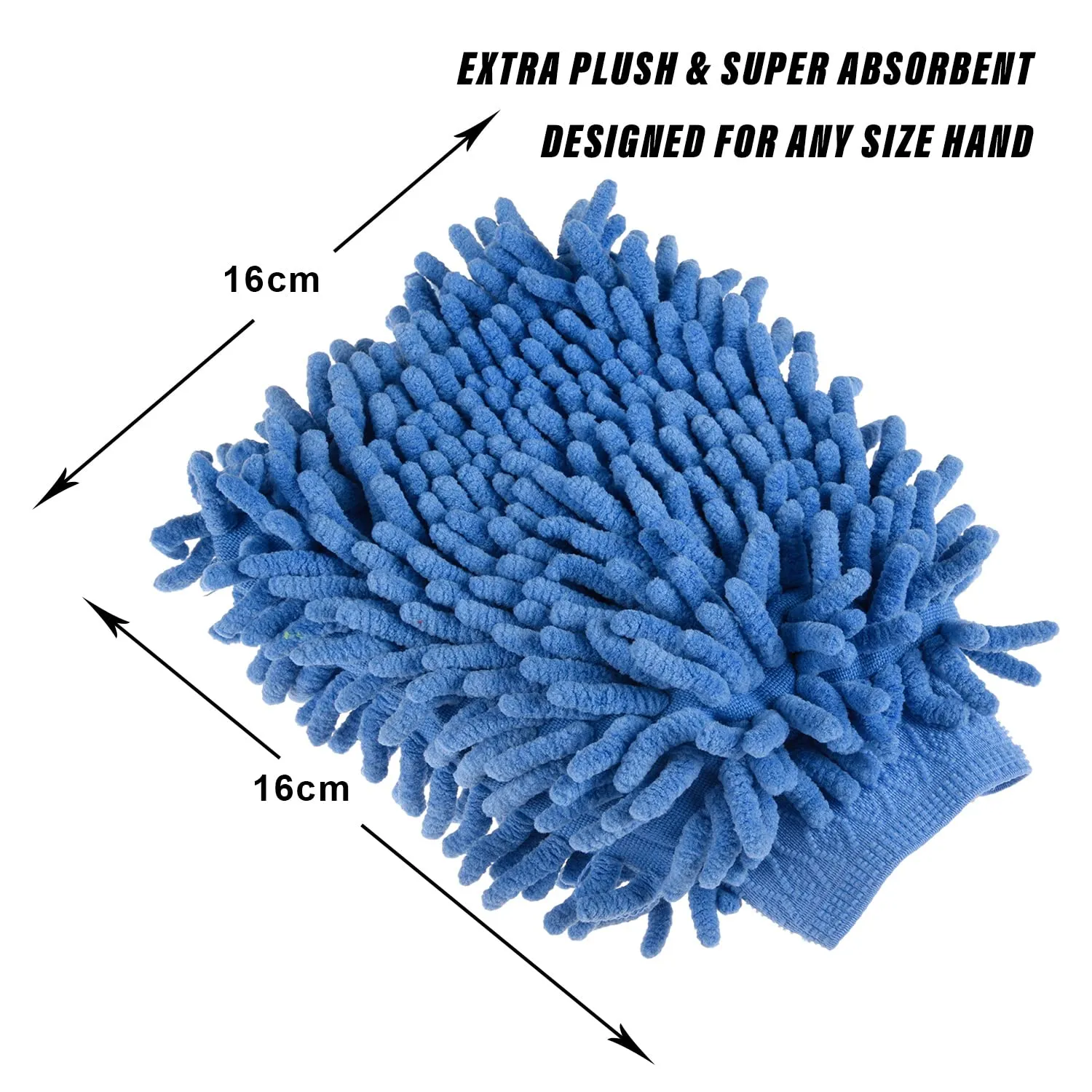 Kuber Industries Chenille Mitts|Microfiber Cleaning Gloves|Inside Waterproof Cloth Gloves|100 Gram Weighted Hand Duster|Chenille Gloves for Car|Glass|Pack of 4 (Blue)