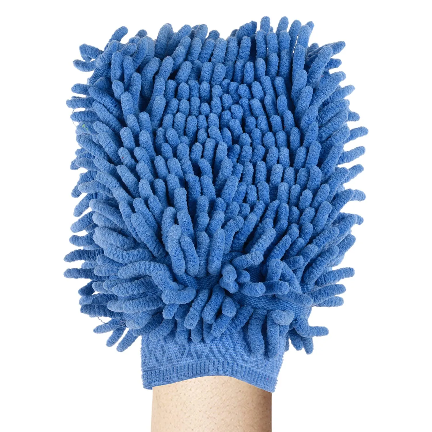 Kuber Industries Chenille Mitts|Microfiber Cleaning Gloves|Inside Waterproof Cloth Gloves|100 Gram Weighted Hand Duster|Chenille Gloves for Car|Glass|Pack of 4 (Blue)