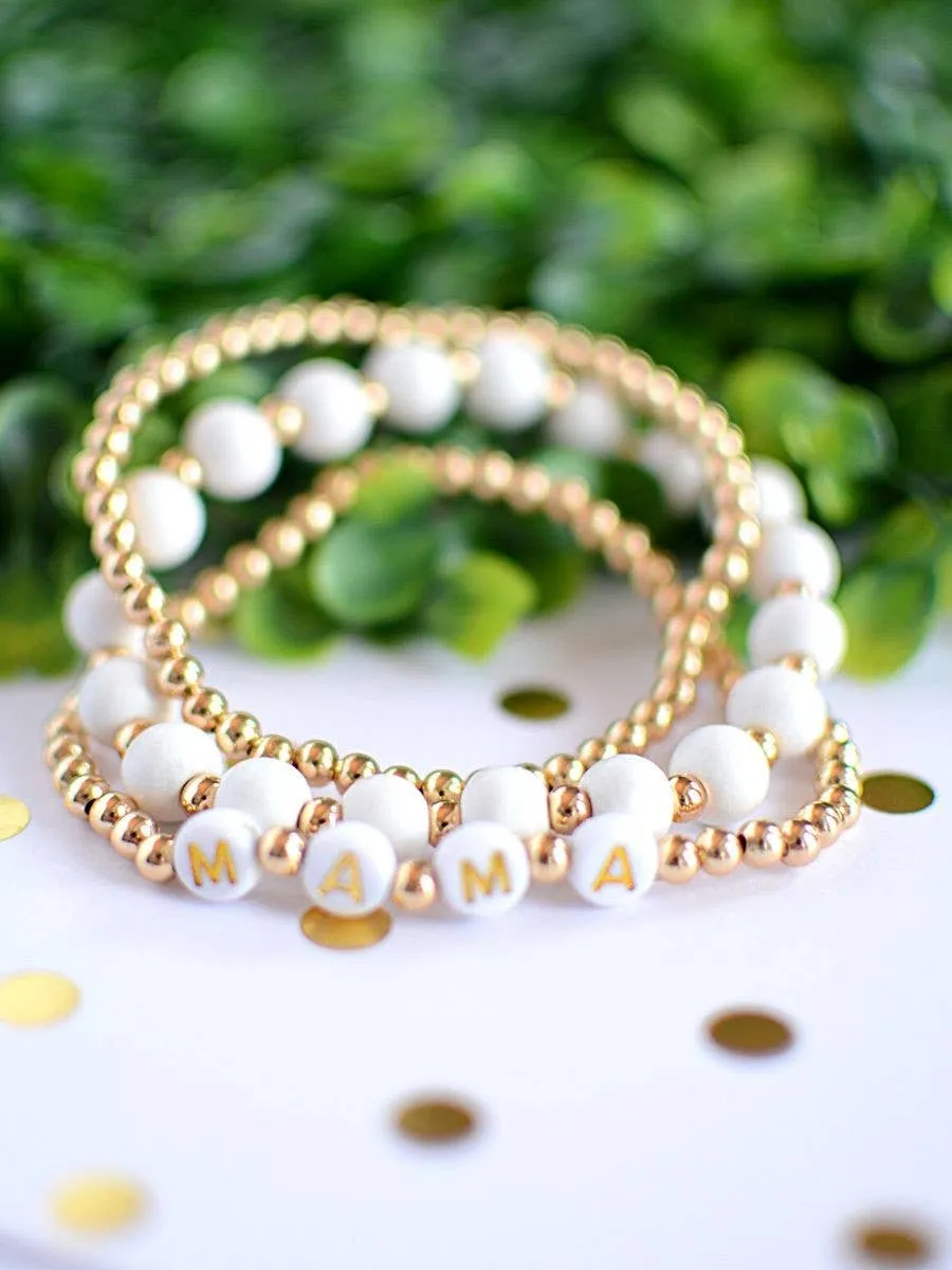 Mama Beaded Stretch Bracelet Stack