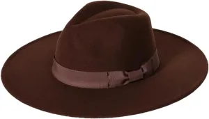 Men's Soft Fedora Hat Jazz Hat Bow Top Hat Panama Cap Large Brim Jazz Fedoras Hat 11 56-58cm