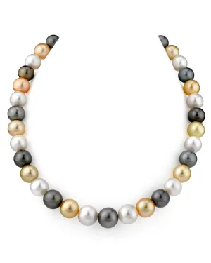 Multi-Color White, Golden South Sea and Tahitian Pearl Necklace, 10.0-12.9mm
