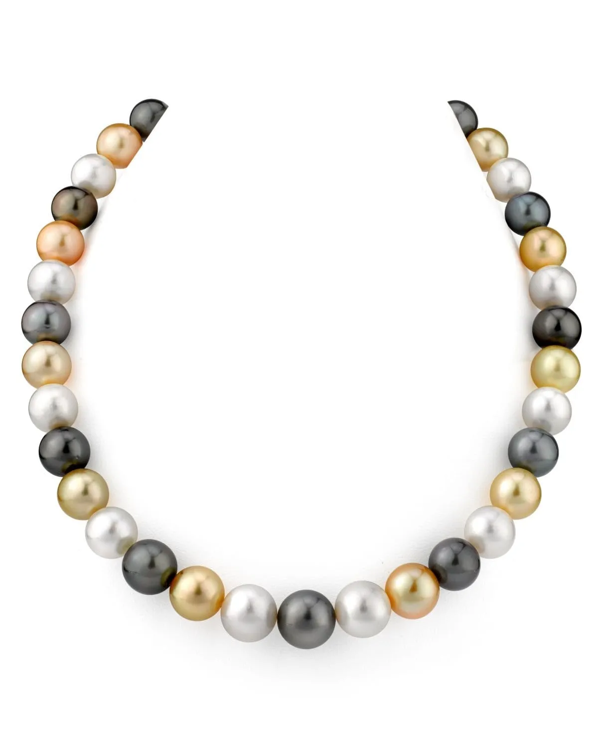 Multi-Color White, Golden South Sea and Tahitian Pearl Necklace, 10.0-12.9mm