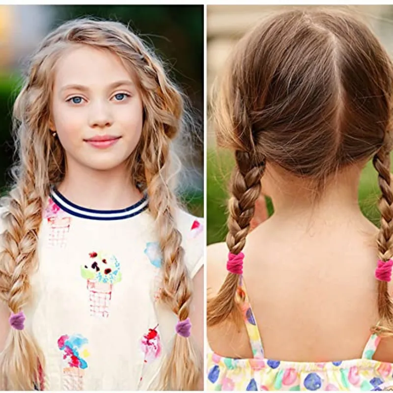Multicolor mini Hair ties rubberband for kids girl hairstyling photography pony braids (Multicolor, 90 pieces)