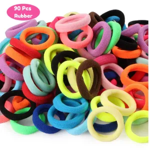 Multicolor mini Hair ties rubberband for kids girl hairstyling photography pony braids (Multicolor, 90 pieces)