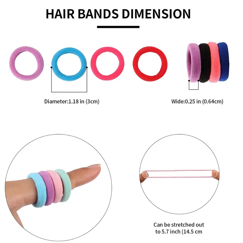Multicolor mini Hair ties rubberband for kids girl hairstyling photography pony braids (Multicolor, 90 pieces)