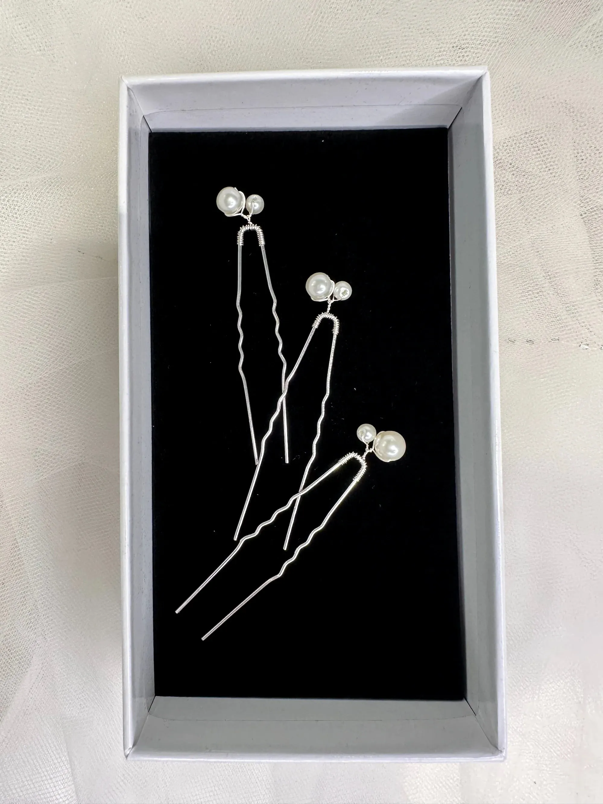 Naomi - Petite Double Pearl Bridal Hair Pins