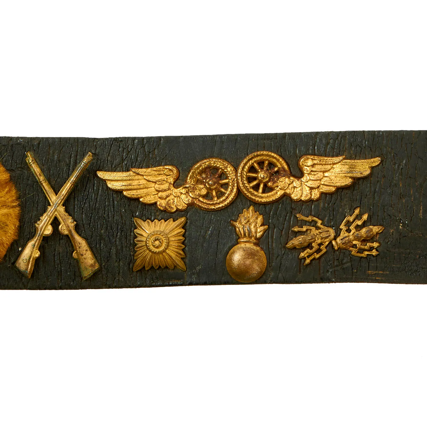 Original U.S. WWI Imperial German Hate Souvenir Belt With Gott Mit Uns Prussian Buckle and 33 Attached Items - US 56th Pioneer Infantry Regiment