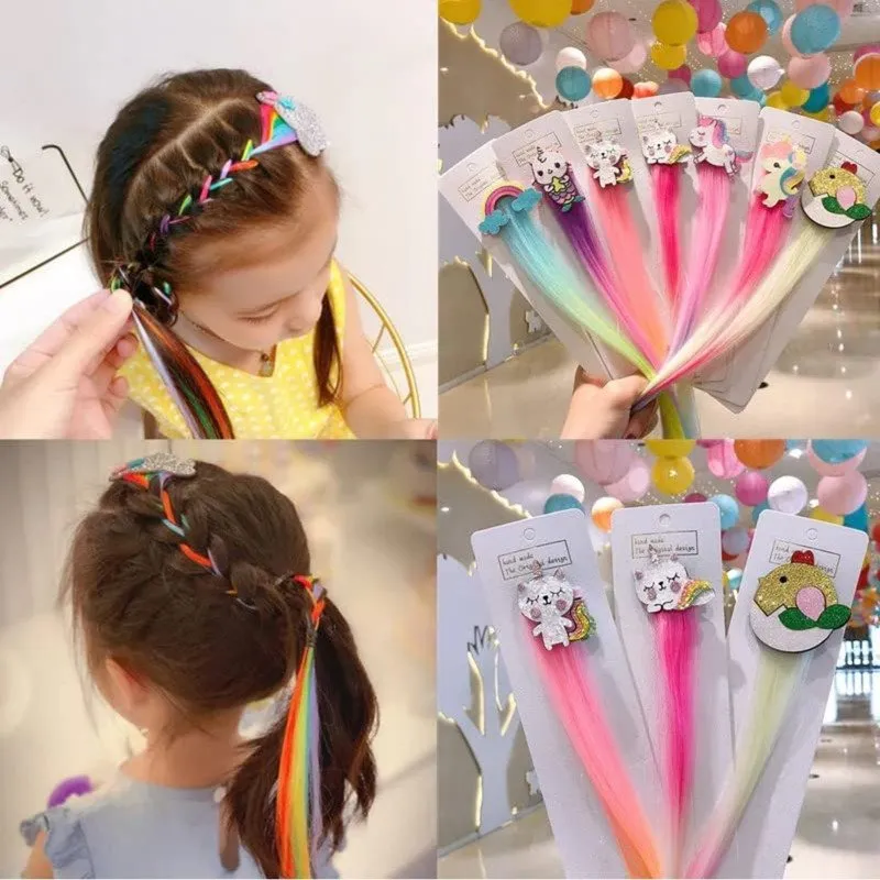 Pastel Mini Hair Ties with Unicorn Rainbow Braiding hair clip(Pack of 3, Multicolor)