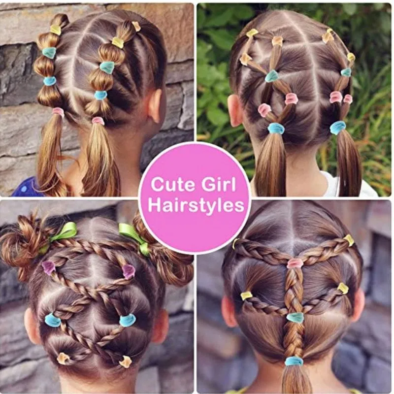 Pastel Mini Hair Ties with Unicorn Rainbow Braiding hair clip(Pack of 3, Multicolor)