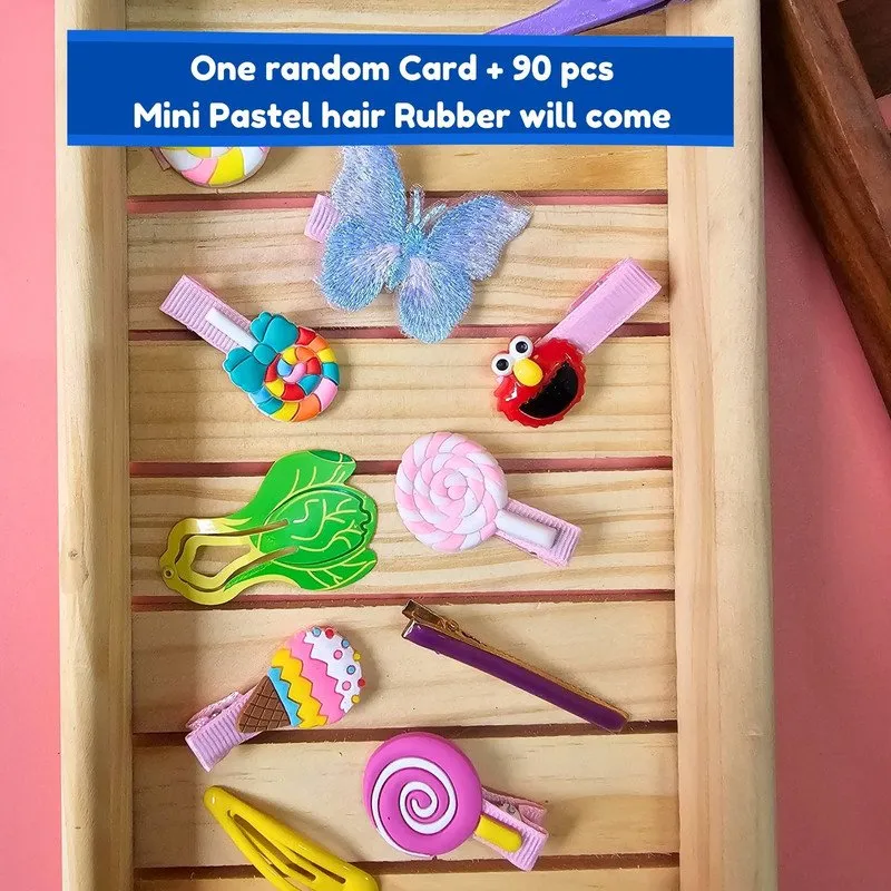 Pastel Mini Hair Ties with Unicorn Rainbow Flower Cancy hair Clip Set (Pack of 2, Multicolor)