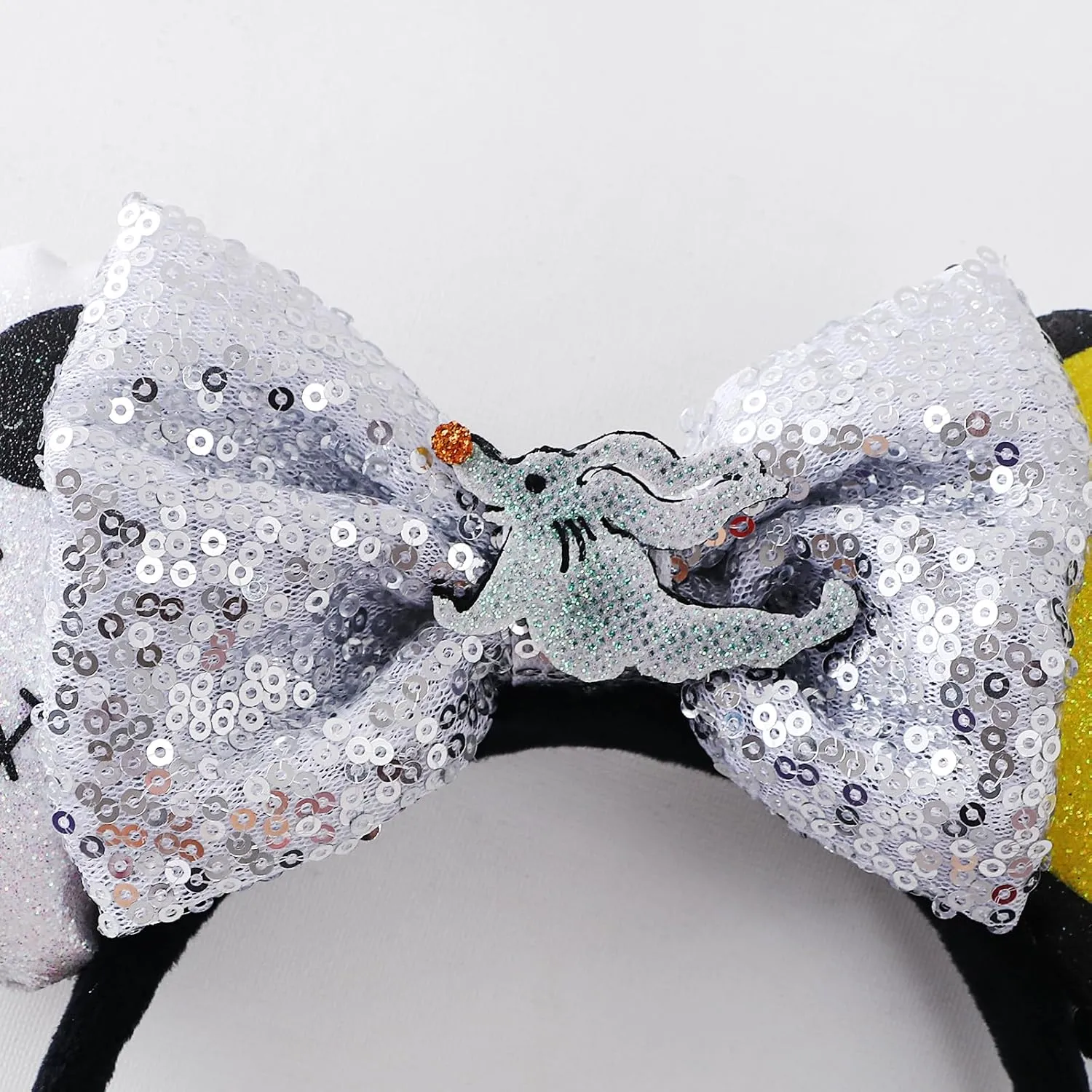Pearl Mouse Ears Bow Headbands for Girls Kids Sparkle Hair Band Ear Headband Party Princess Trip Cosplay Costume Decor (Silver Ghost)