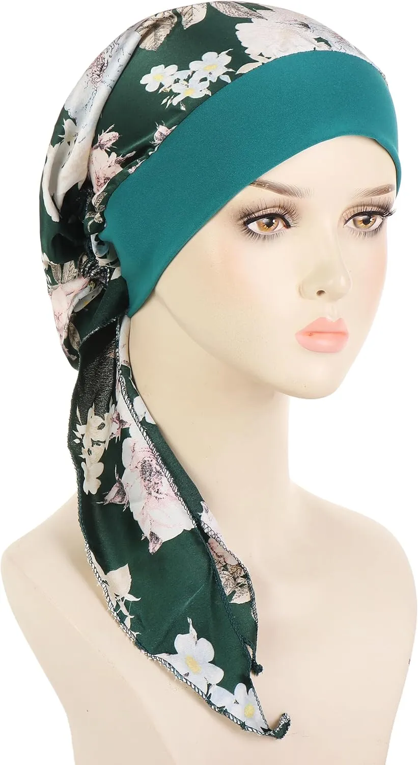 Pre Tied Chemo Head Scarf for Women Cancer Slip On Bandana headwrap Turban headwear Hair Cover