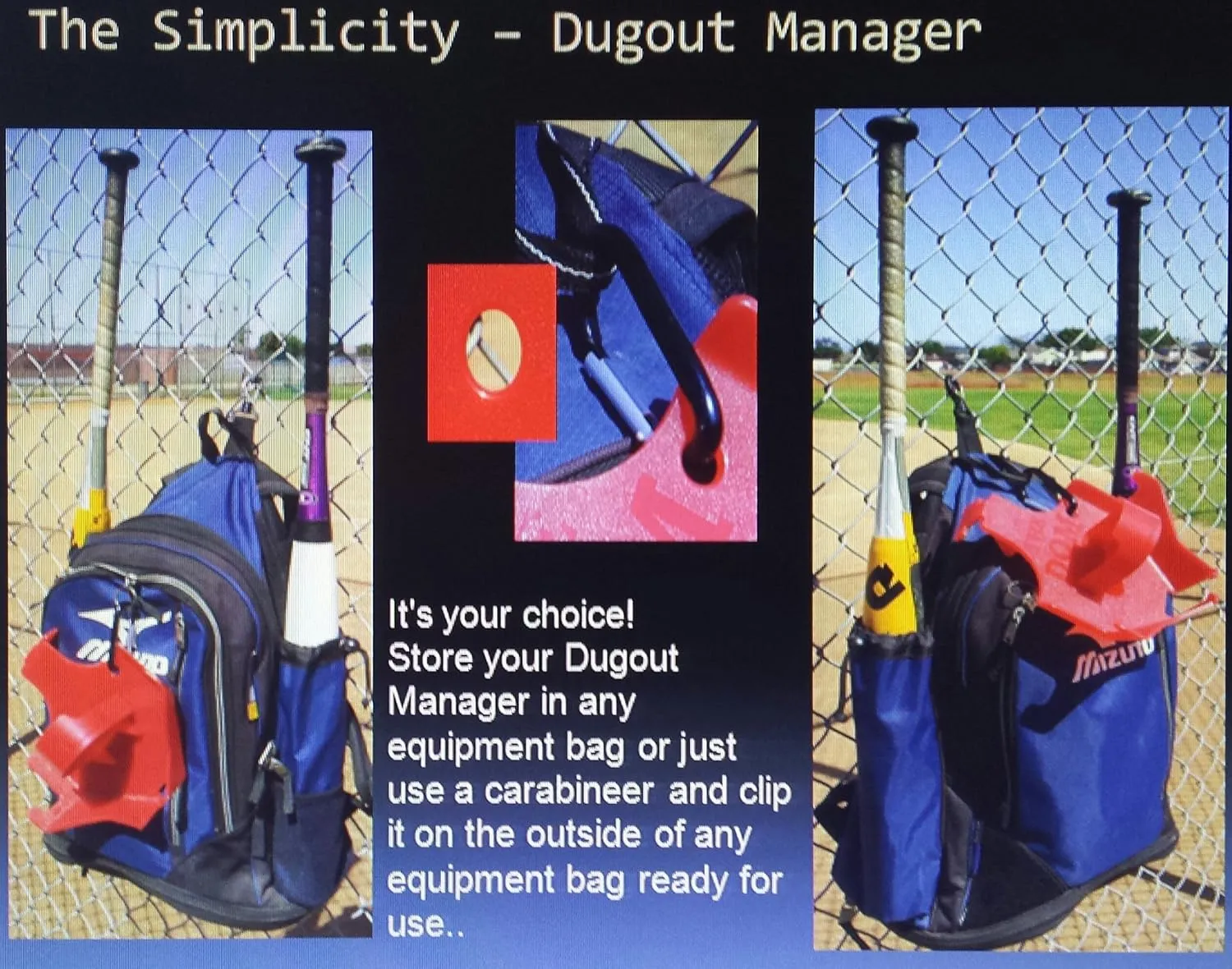 Premiere Dugout Organizer for Softball and Baseball Players, Providing for a Safe, Cost-Effective, Organized, and Fun Dugout