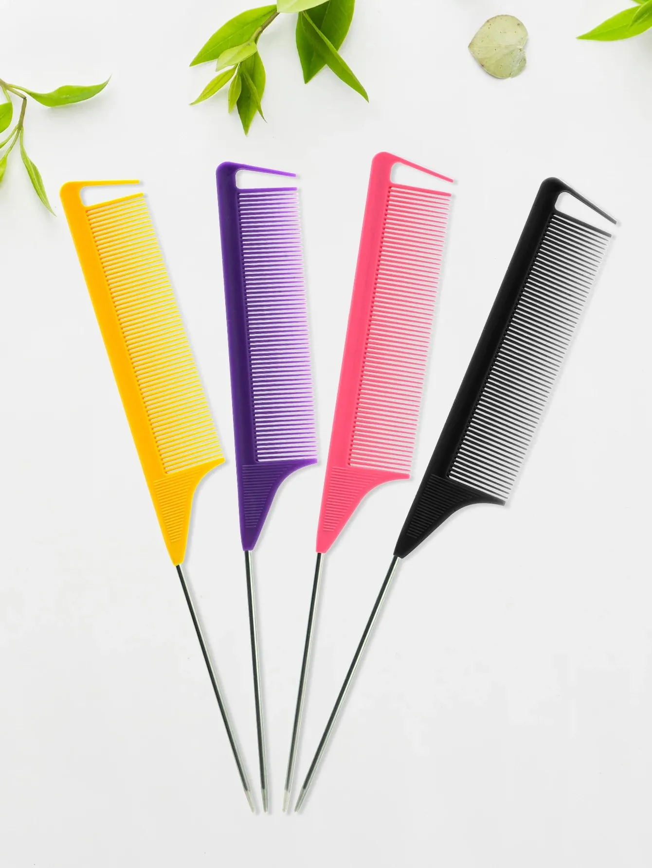 Pro Hair Styling Pointed Tail Comb Hair Brush Hairdressing Anti-static Steel Needle Pin Rat Tail Combs Barber Salon Accessories
