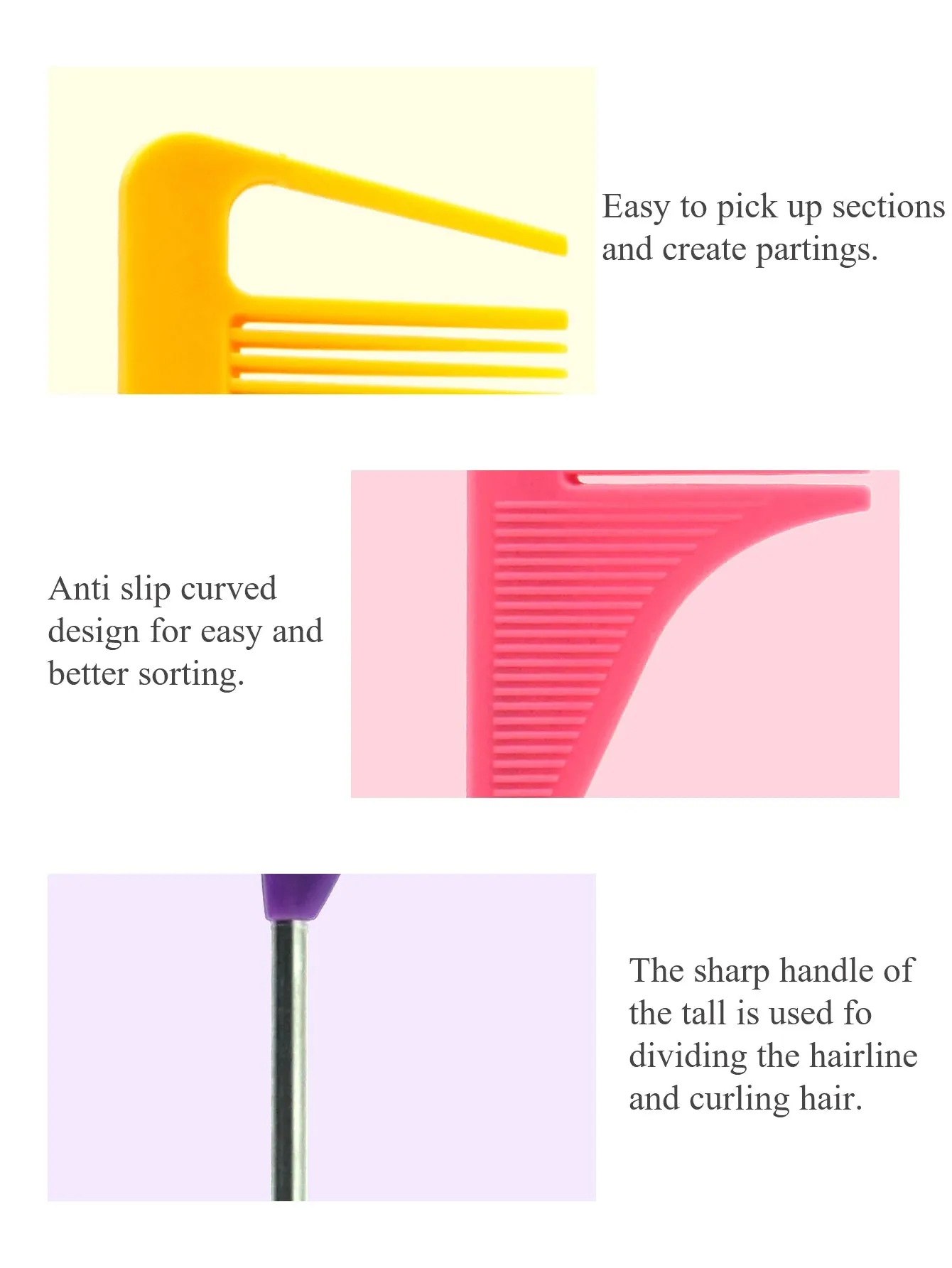 Pro Hair Styling Pointed Tail Comb Hair Brush Hairdressing Anti-static Steel Needle Pin Rat Tail Combs Barber Salon Accessories
