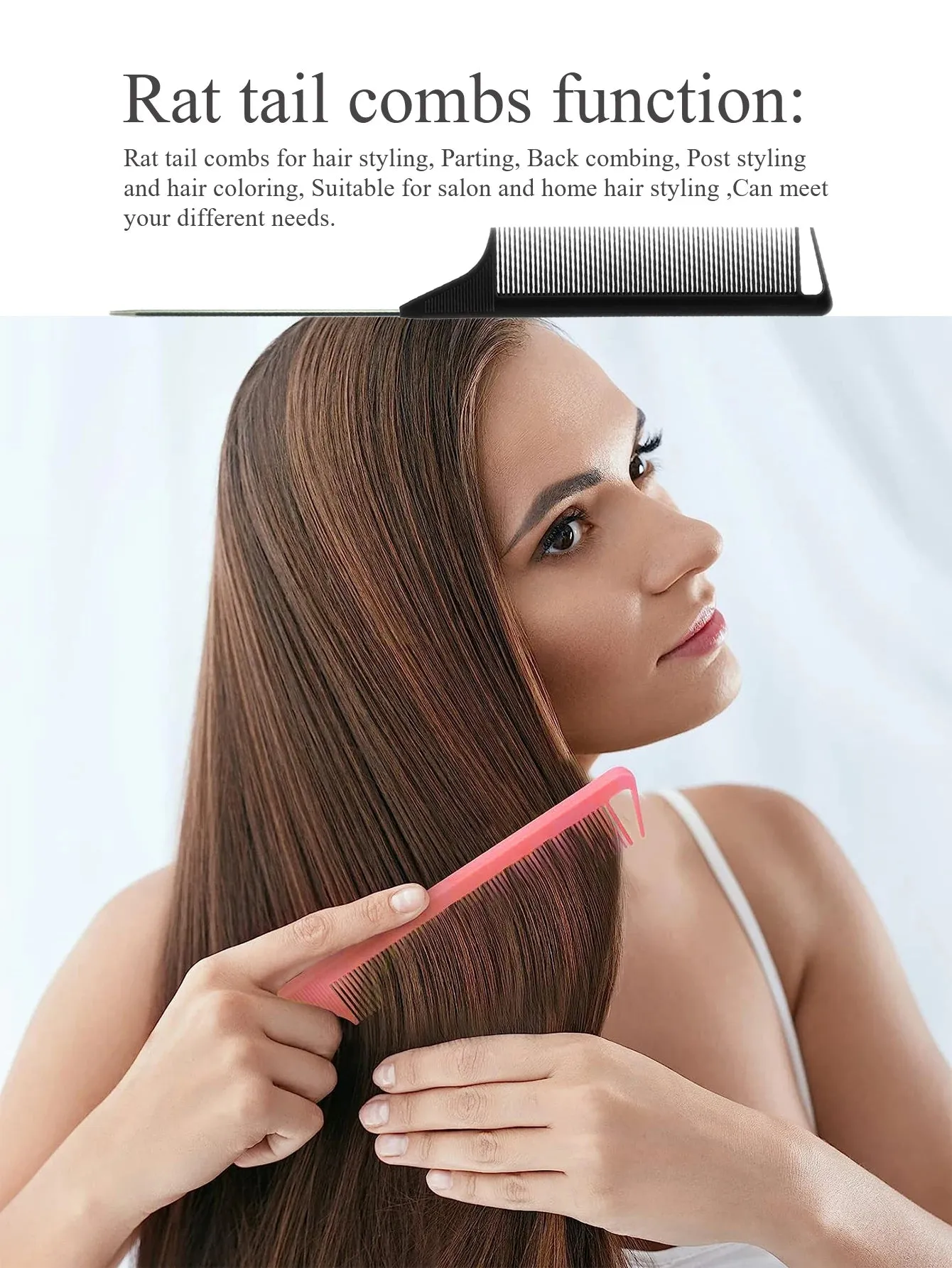Pro Hair Styling Pointed Tail Comb Hair Brush Hairdressing Anti-static Steel Needle Pin Rat Tail Combs Barber Salon Accessories