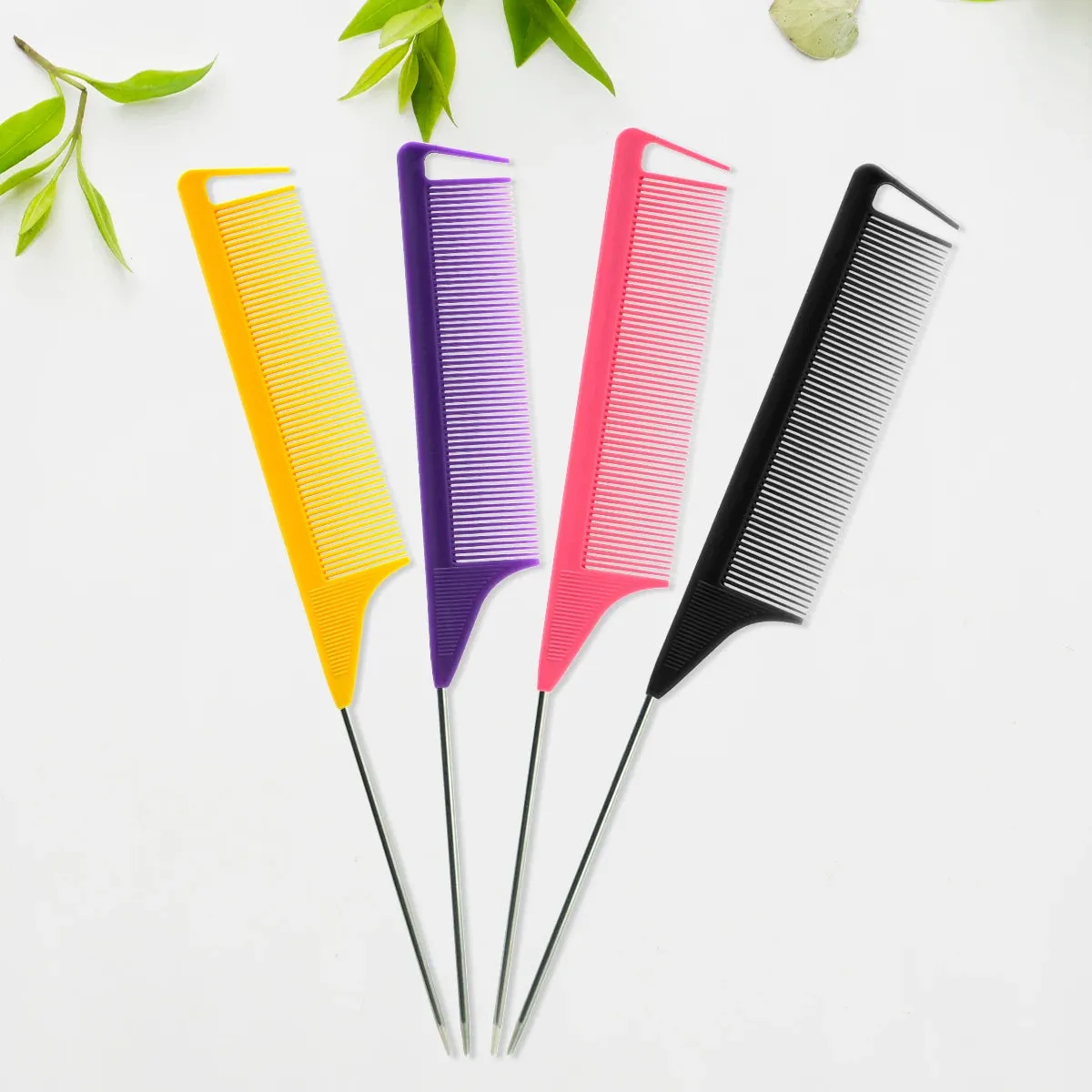 Pro Hair Styling Pointed Tail Comb Hair Brush Hairdressing Anti-static Steel Needle Pin Rat Tail Combs Barber Salon Accessories