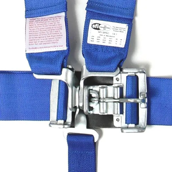 RaceQuip Small Buckle Latch & Link Ratcheting HANS/FHR SFI 16.1 [5 Point Pull Down w/ Black Hardware] Harness Set - Black