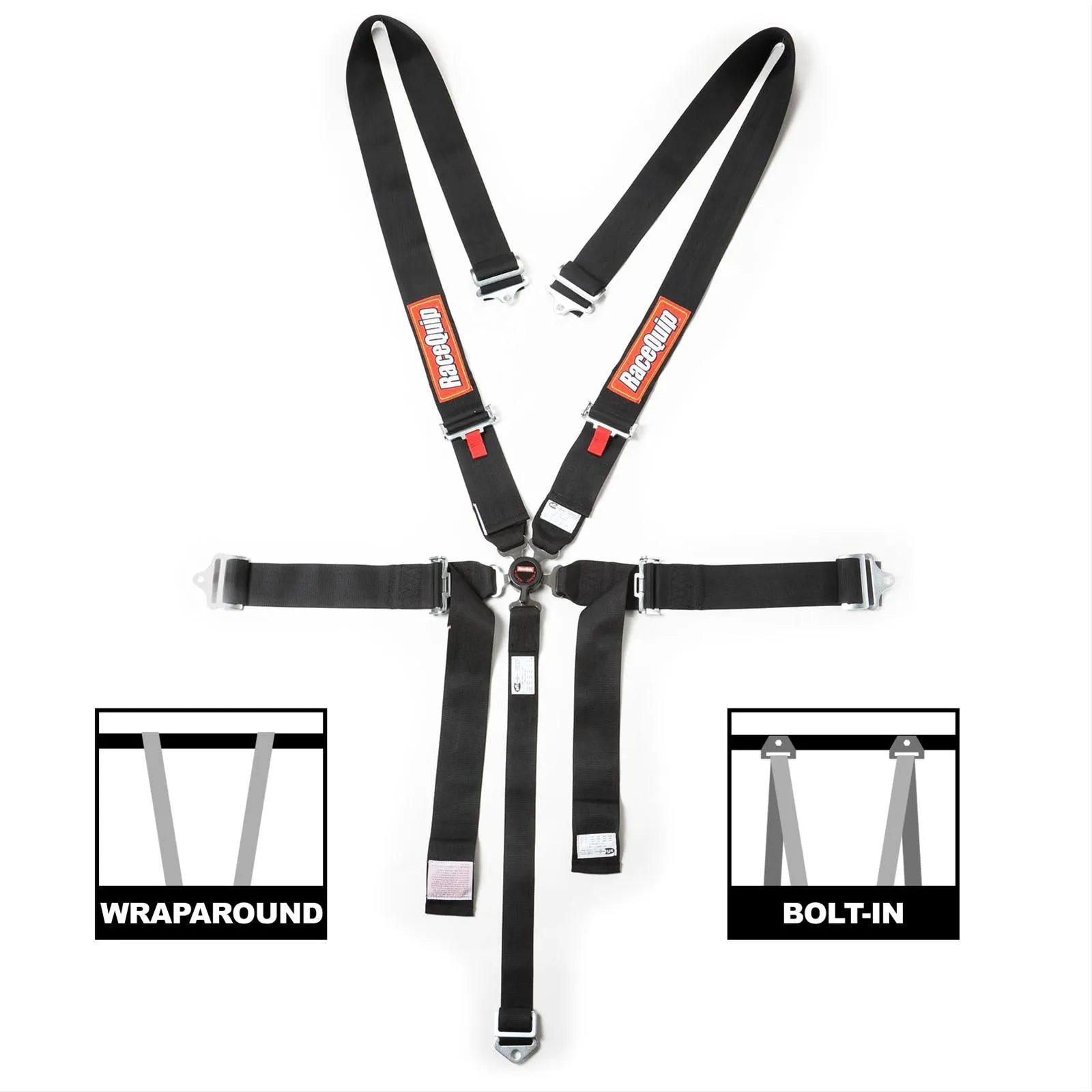 RaceQuip Sportsman SFi 16.1 [5 Point Pull Up] Camlock Harness Set - Black or Red