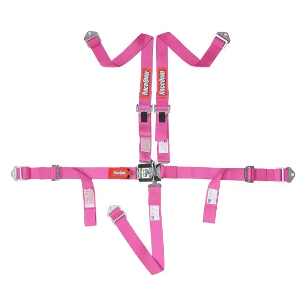 RaceQuip Youth Latch & Link SFi 16.2 [5 Point] Racing Harness Set - Black/Red/ Blue/Purple/Pink