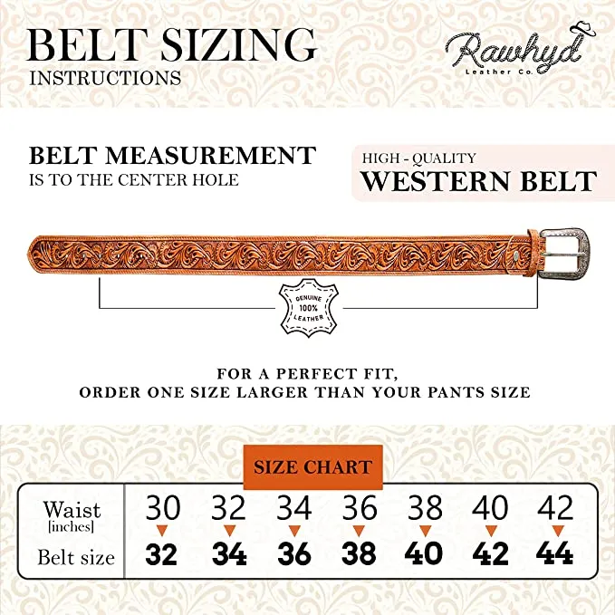RAWHYD Western Leather Belt for Men - Cowboy Belts of size 32 - 44