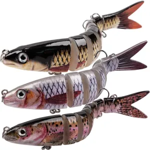 ReeMoo Fishing Lures for Bass, Topwater Fishing Lures, Multi Jointed Swimbaits, Lifelike Slow Sinking Swimming Bass Lures for Freshwater and Seawater Fishing Accessories