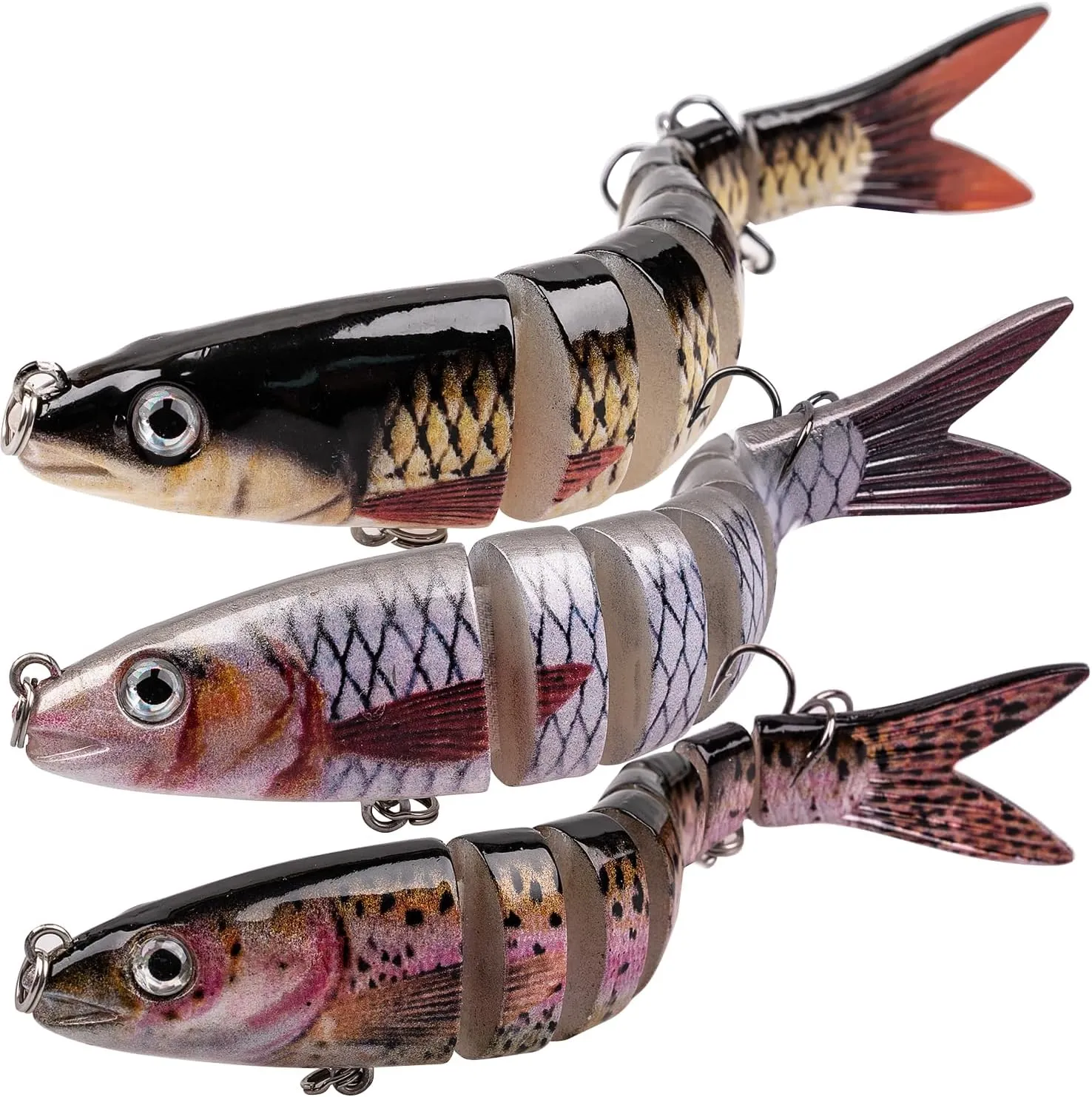 ReeMoo Fishing Lures for Bass, Topwater Fishing Lures, Multi Jointed Swimbaits, Lifelike Slow Sinking Swimming Bass Lures for Freshwater and Seawater Fishing Accessories