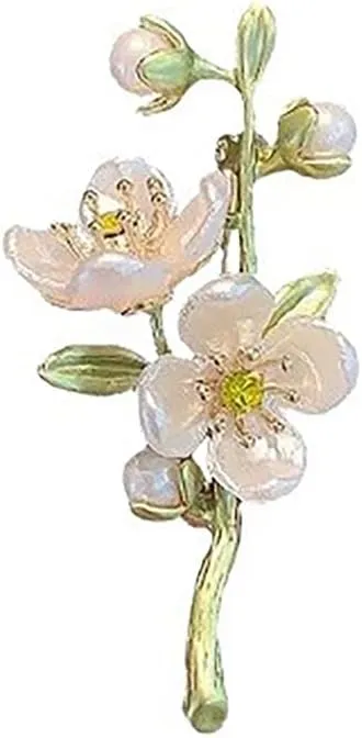 Rhinestone Flower Brooch 18K Gold Plated Flower Floral Brooch Elegant Pearl Lapel Pin Costume Jewelry Thanksgiving Day Birthday Wedding Gifts for Mom Wife