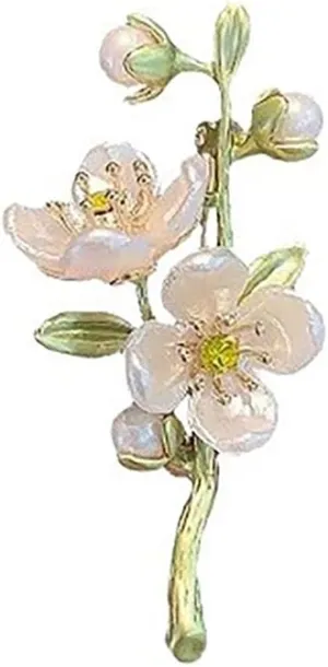 Rhinestone Flower Brooch 18K Gold Plated Flower Floral Brooch Elegant Pearl Lapel Pin Costume Jewelry Thanksgiving Day Birthday Wedding Gifts for Mom Wife