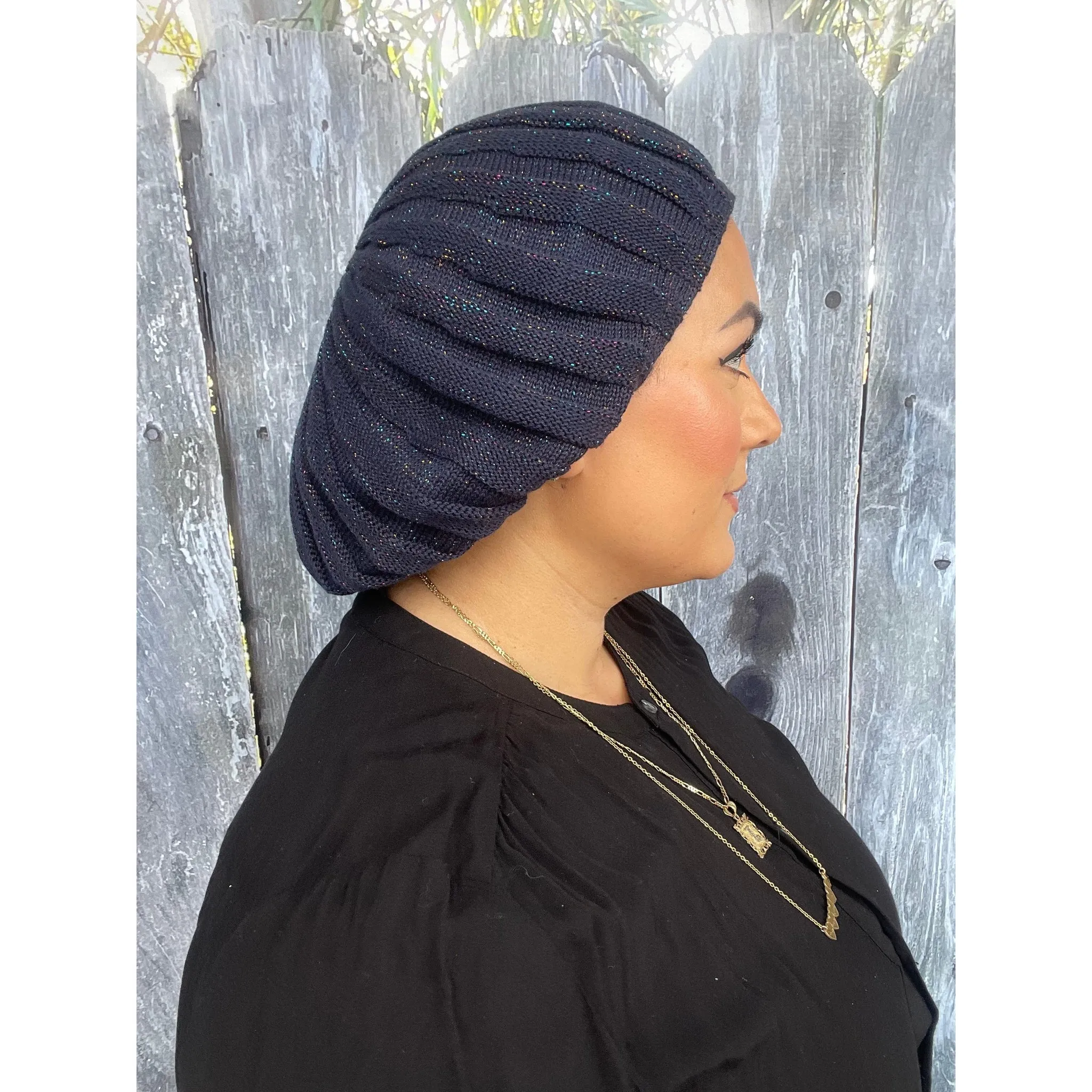 Ribbed Cotton Lurex Berets