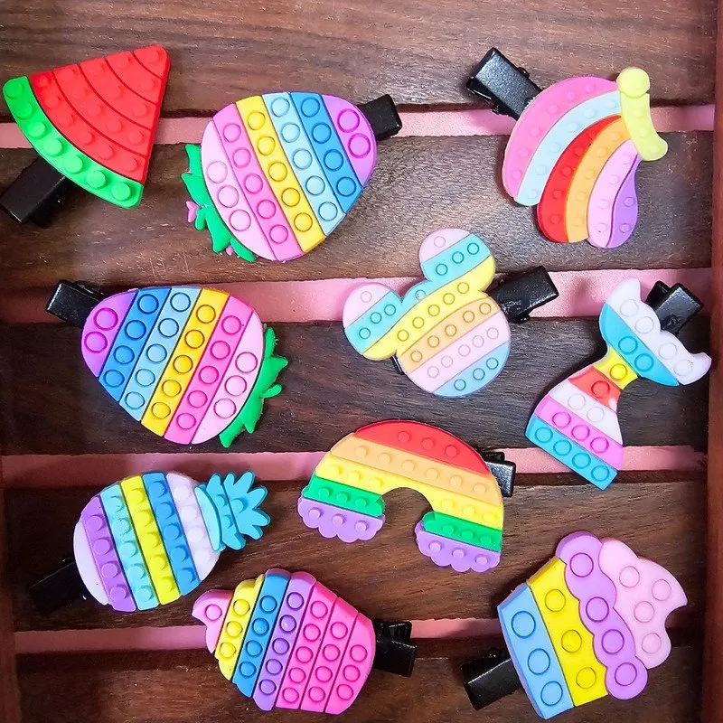 Small Pop it Design Hair Clip for Kids - Pack of 1(Random Design)