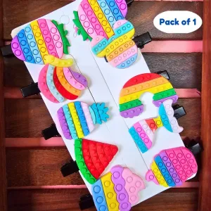 Small Pop it Design Hair Clip for Kids - Pack of 1(Random Design)