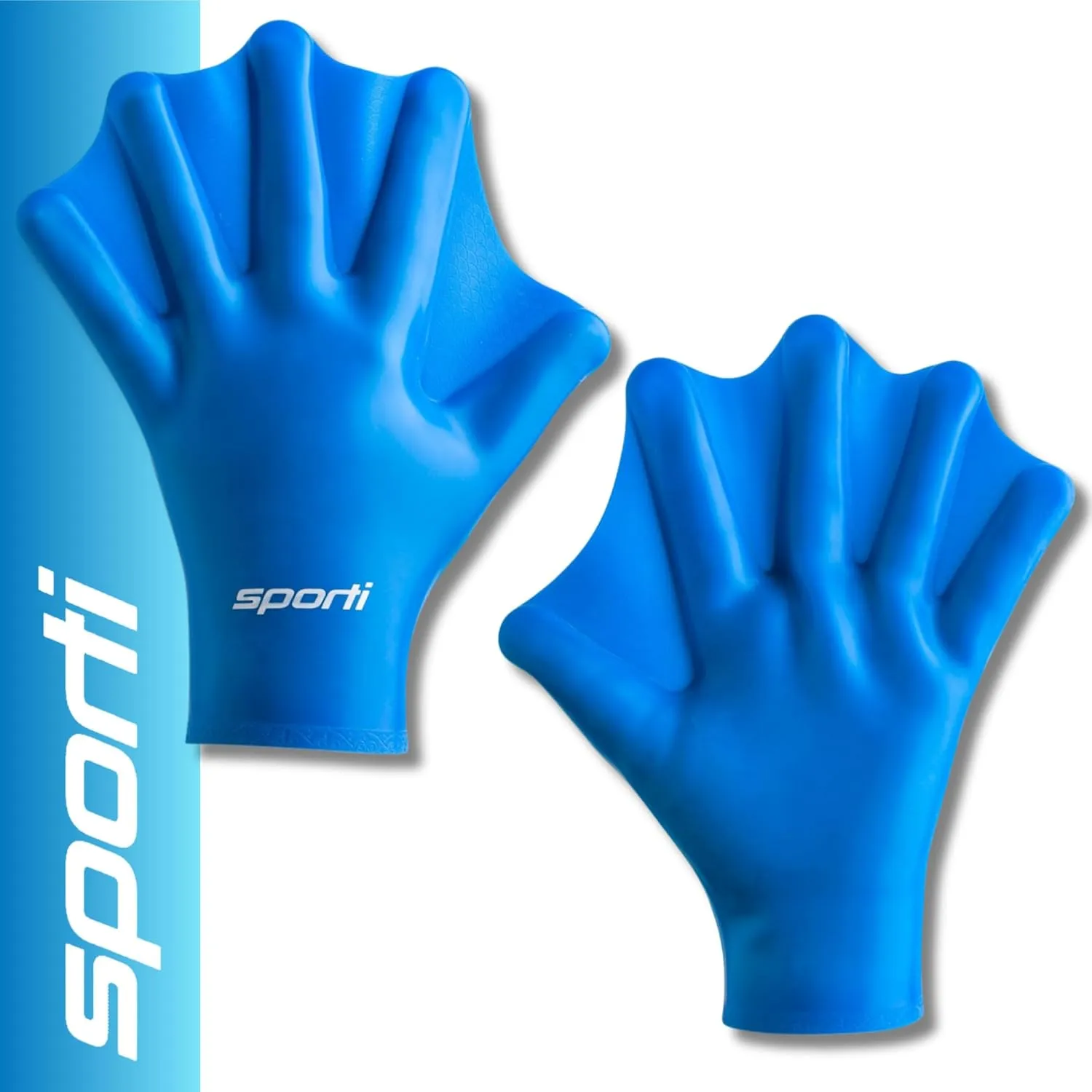Sporti Swimming Aquatic Gloves, Silicone Training Gear, Water Resistance Webbed Gloves for Swimming, Diving, Water Aerobics