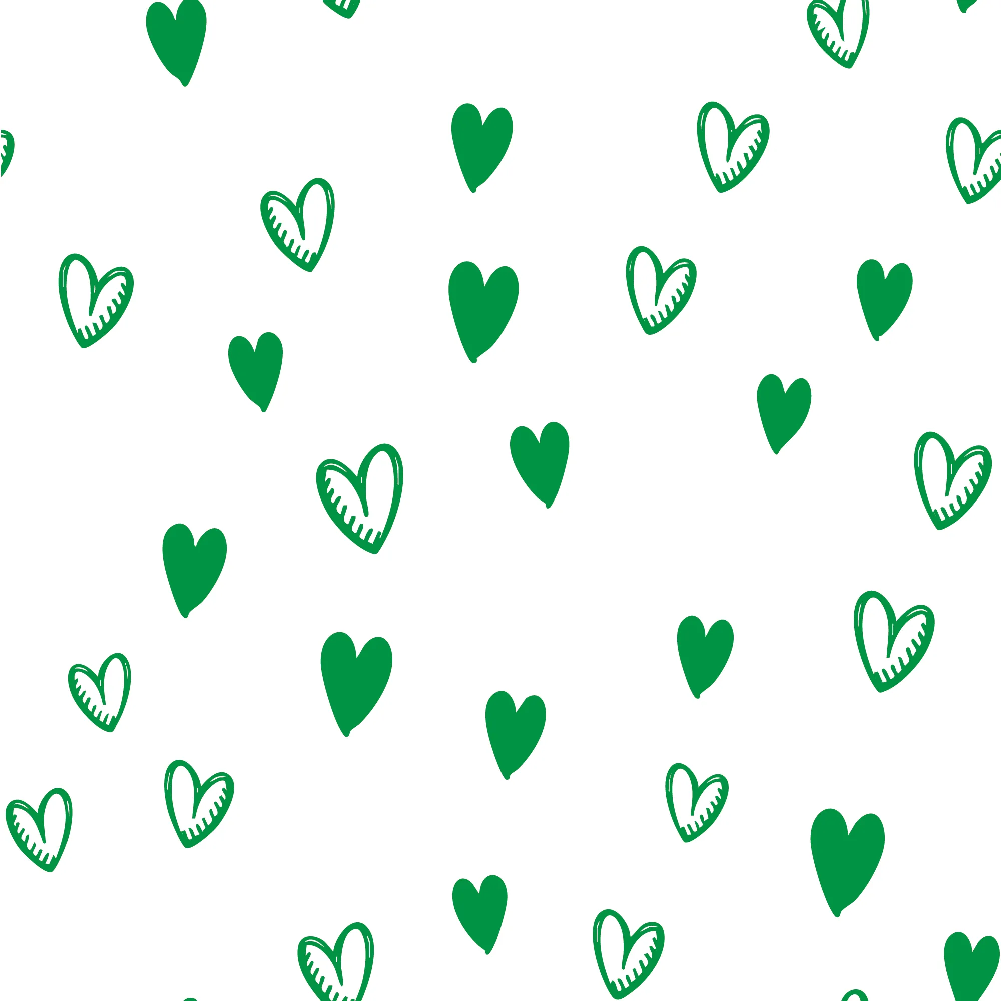 Square Brim - Sketchy Hearts White w/ Green