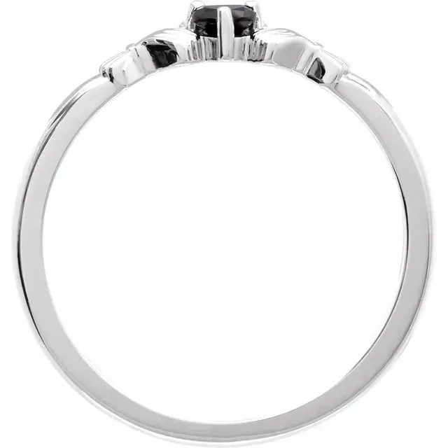 Sterling Silver Natural Black Onyx Claddagh Ring