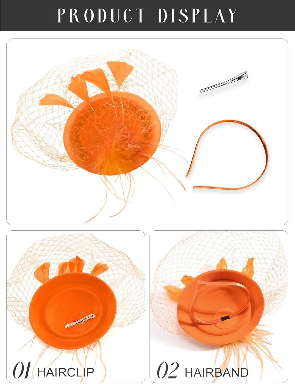 SWEETV Fascinators Pillbox Hats for Women, Tea Party Hat and Short Lace Gloves Set Perfect for Kentucky Derby, Cocktail